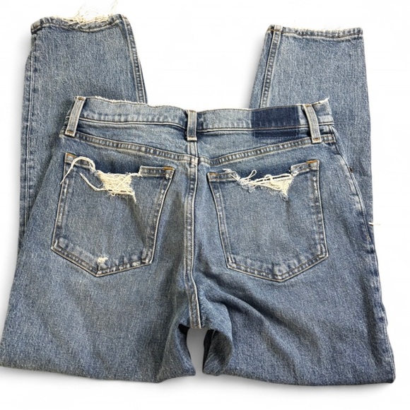 Abercrombie & Fitch High Rise Mom Jeans Distressed Medium Wash Size 29R - Picture 3 of 7